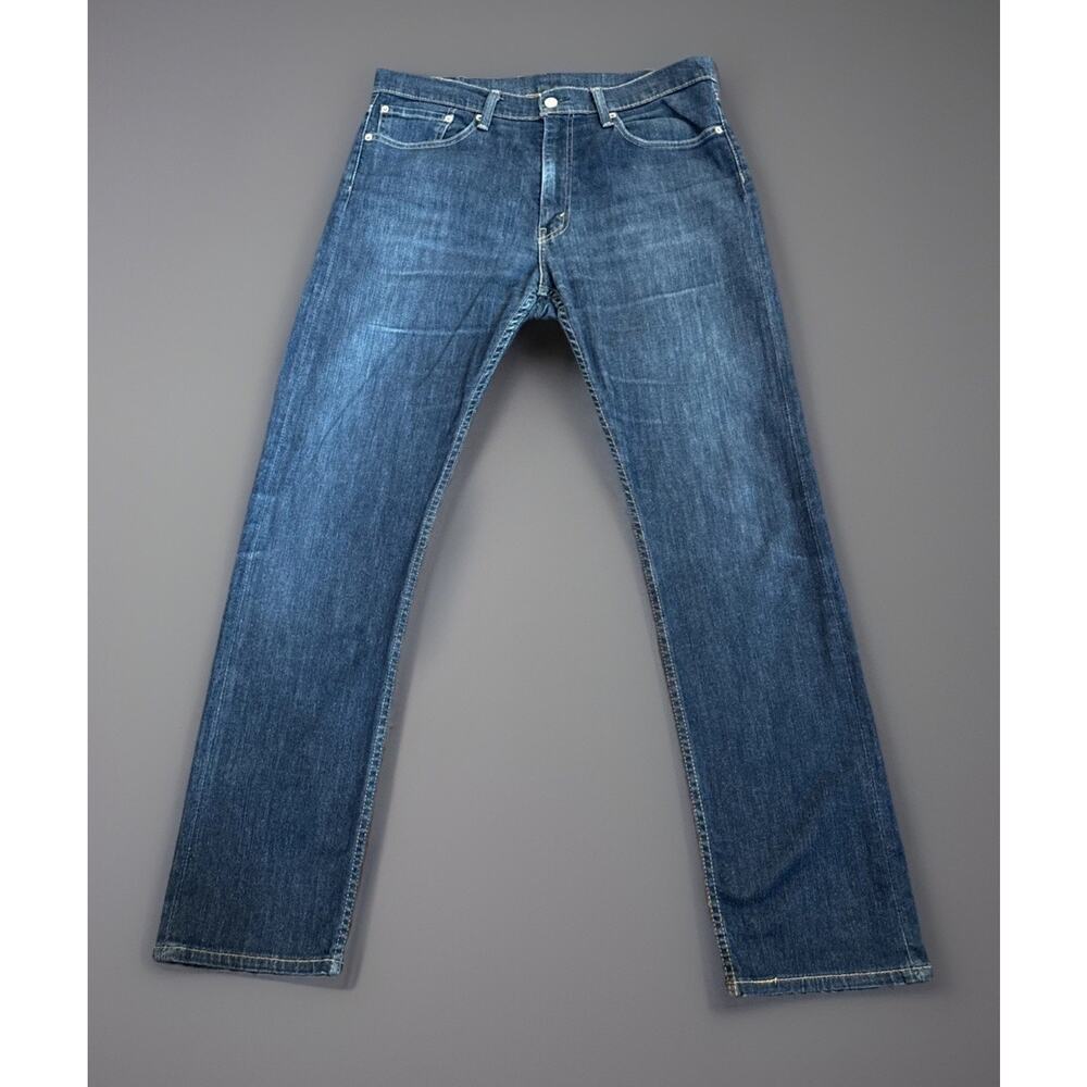 Levi's 513 Jeans Mens 34x32 Blue Slim Straight Dark Wash Denim